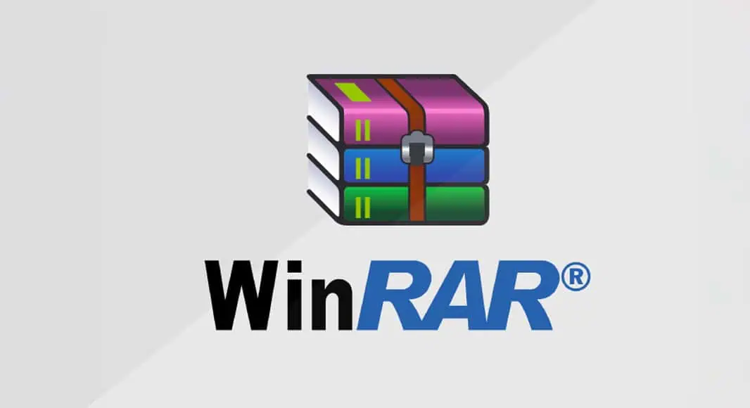 Logo di WinRAR con tre libri impilati e il testo 