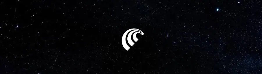 Logo Perplexity a forma di onda bianca centrato su uno sfondo di cielo notturno pieno di stelle.