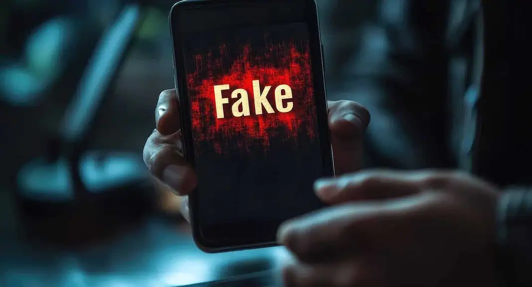 Una persona tiene in mano uno smartphone che mostra la parola 